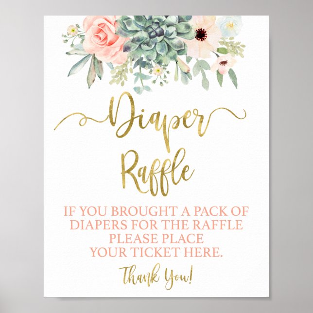 Diaper Raffle succulents sign (Front)