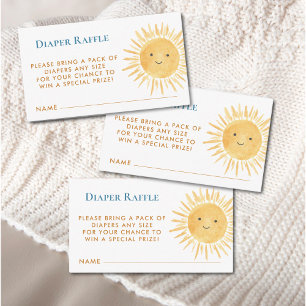 Diaper Raffle Sun-Themed Baby Shower Enclosure Card