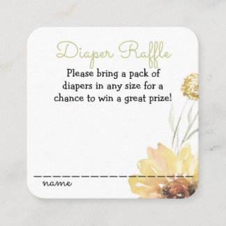 Diaper Raffle Sunflower Baby Shower Enclosure card