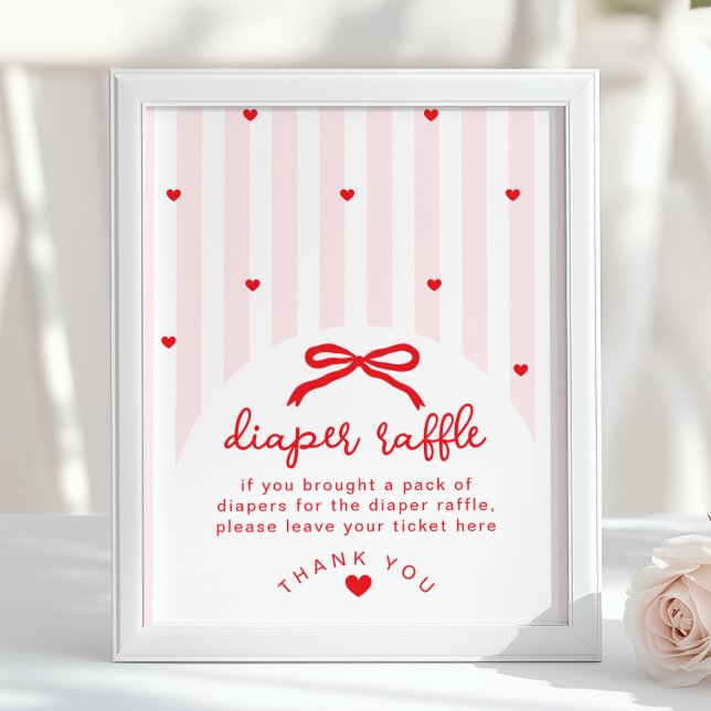 Diaper raffle Sweetheart Baby Shower Red Bow Poster (Creator Uploaded)
