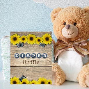 Diaper Raffle Table Rustic Sunflower Baby Shower Poster