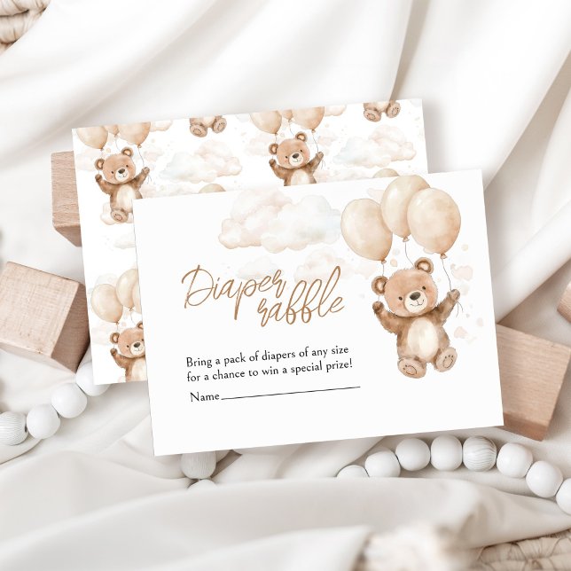 Diaper Raffle Teddy Bear Baby Shower Enclosure Card (Creator Uploaded)