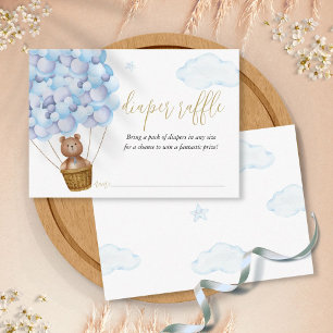 Diaper Raffle  Teddy Bear Blue Boy Baby Shower Enclosure Card