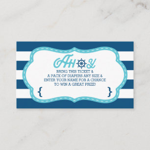 Diaper Raffle Ticket, Ahoy, Nautical, Navy, Teal Enclosure Card