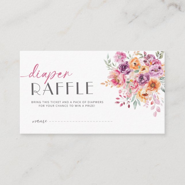 Diaper Raffle Ticket | Baby in Bloom Blush Pink Enclosure Card (Front)