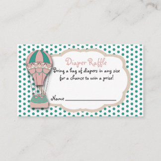 Diaper Raffle Ticket, Baby shower Hot air Balloon Enclosure Card