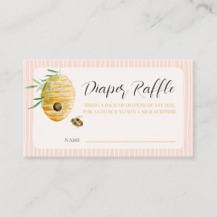 Diaper Raffle Ticket Bee Theme Girl Baby Shower Enclosure Card