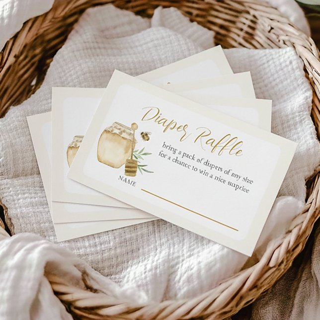 Diaper Raffle Ticket Bee Themed Baby Shower Game E Enclosure Card (Creator Uploaded)