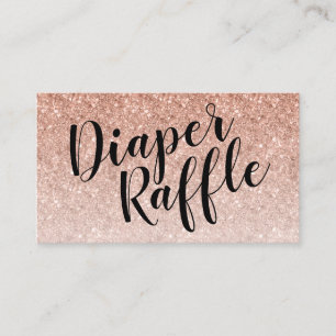 Diaper Raffle Ticket, Black Script   Rosegold Enclosure Card