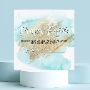 DIAPER RAFFLE Ticket Blue Gold BOY Baby Shower Enclosure Card