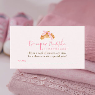Diaper Raffle Ticket Coquette Croissant Enclosure Card