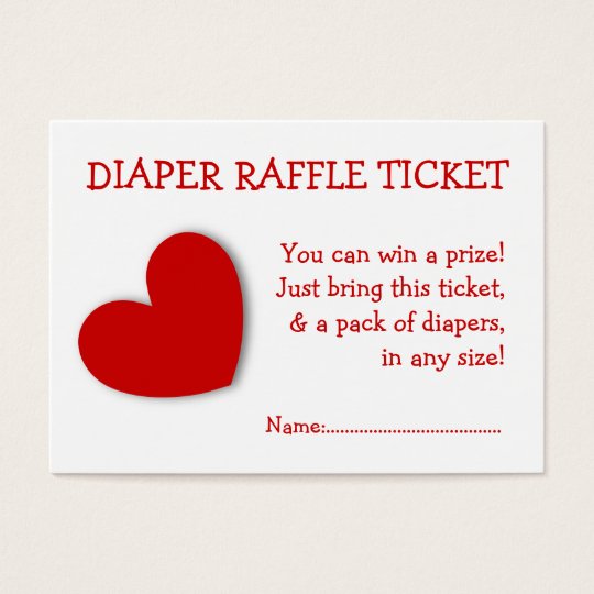 Diaper Raffle Ticket Cute Heart Gender Neutral