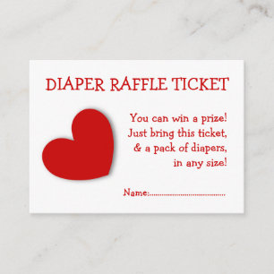 Diaper Raffle Ticket Cute Heart Gender Neutral Enclosure Card