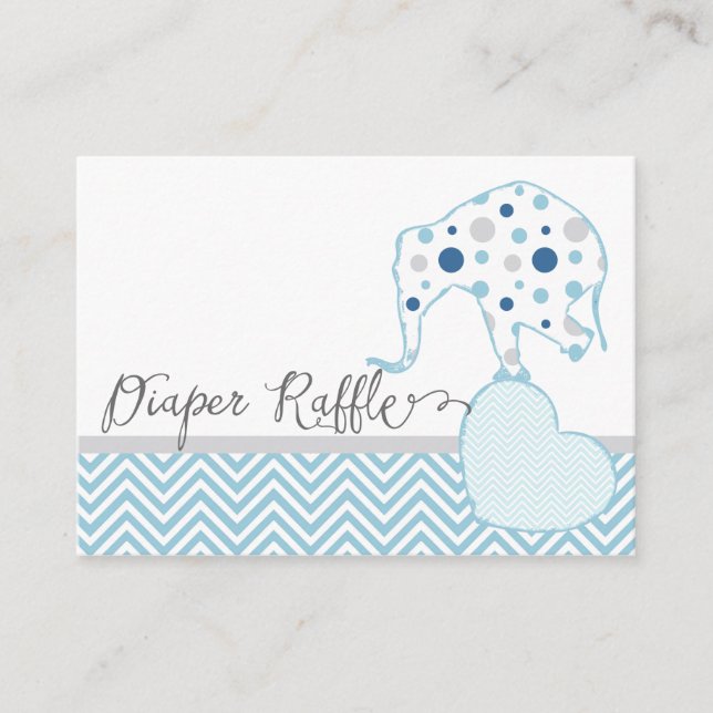 Diaper Raffle Ticket Elephant Heart Baby Shower Enclosure Card (Front)
