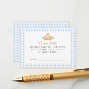 Diaper Raffle Ticket Fall Gingham Pumpkin Enclosure Card