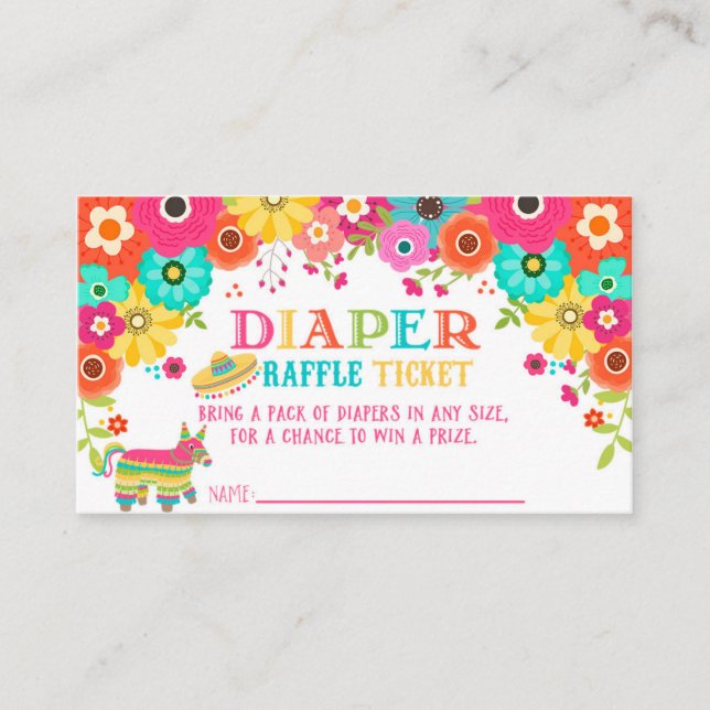 Diaper Raffle Ticket- Fiesta Theme Enclosure Card (Front)