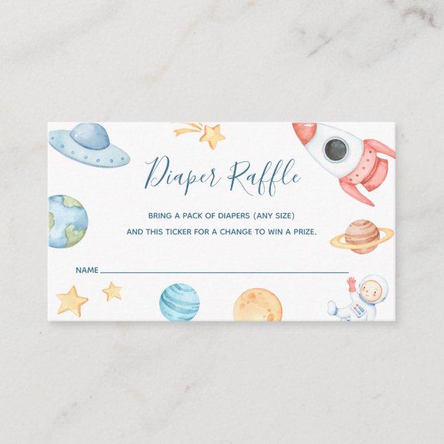 Diaper Raffle Ticket for Baby Shower Enclosure Card (Front)