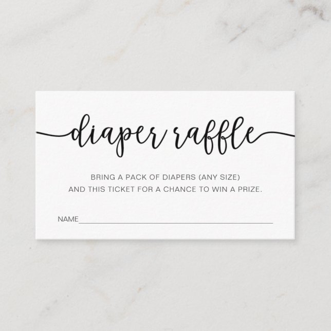 Diaper Raffle Ticket for Baby Shower Enclosure Card (Front)