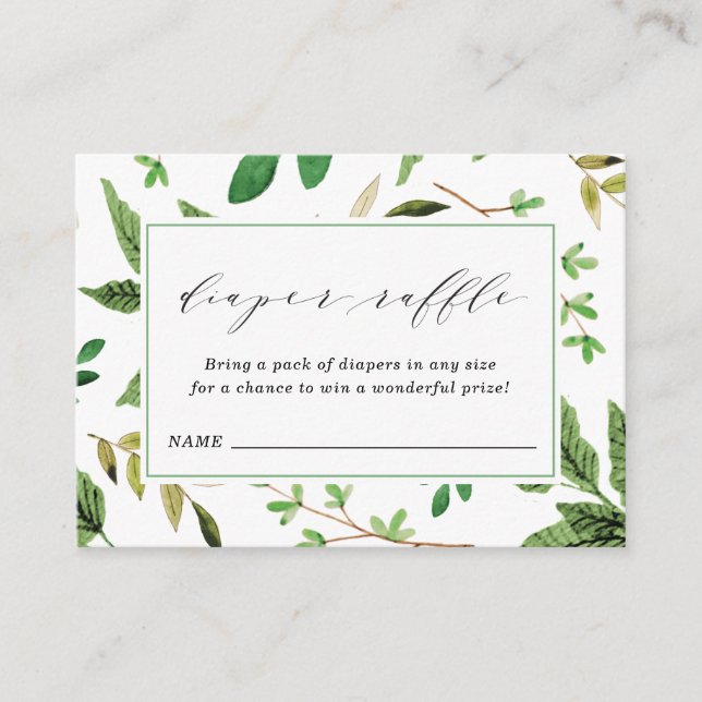 Diaper Raffle Ticket for Baby Shower Enclosure Card (Front)