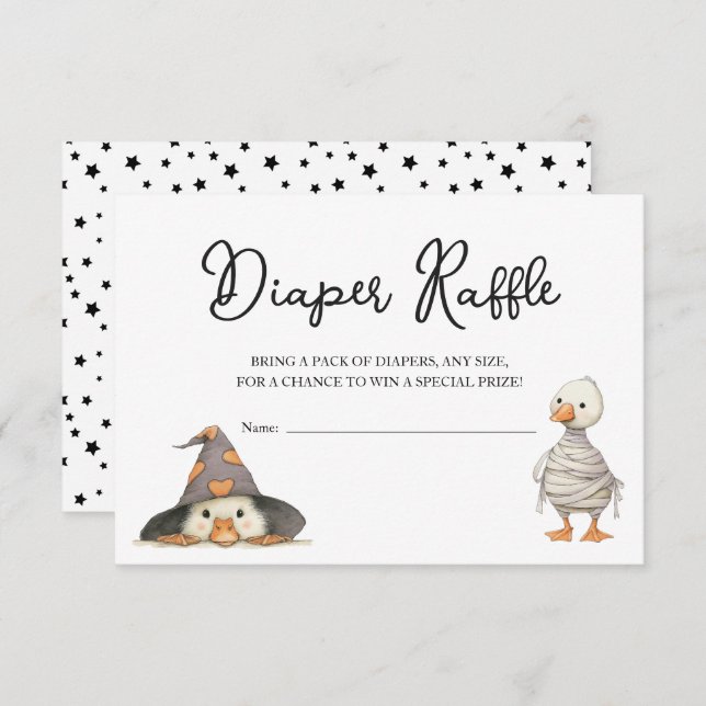 Diaper Raffle ticket halloween goose Baby Shower  Enclosure Card (Front/Back)