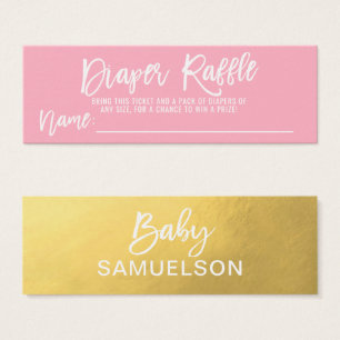 DIAPER RAFFLE Ticket Pink FAUX Gold Baby Shower