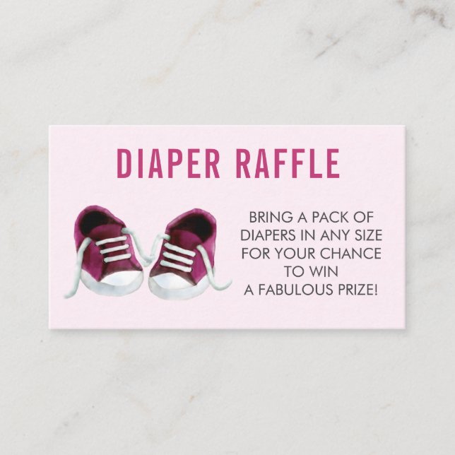 Diaper Raffle Ticket, Pink Sneakers Baby Shower Enclosure Card (Front)