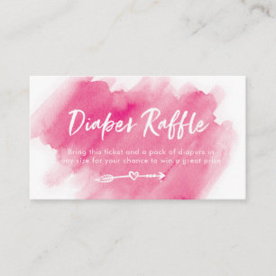 Diaper Raffle ticket   Pink watercolor Enclosure Card