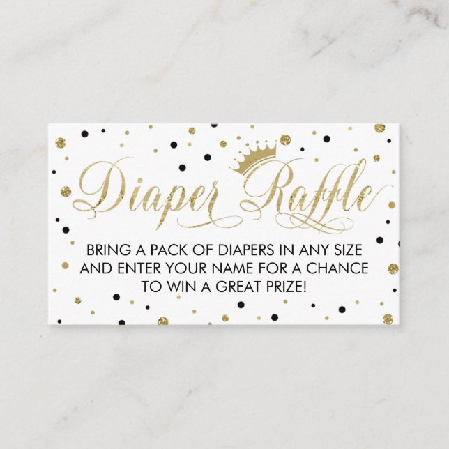 Diaper Raffle Ticket, Princess, Black Enclosure Card (Front)