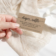 Diaper Raffle Ticket, Rustic Kraft Baby Shower