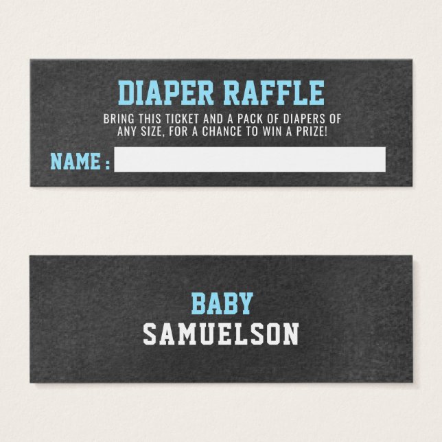 DIAPER RAFFLE Ticket Sports Chalkboard Baby Shower (Front & Back)