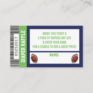 Diaper Raffle Ticket, Sports, Football Baby Shower Enclosure Card