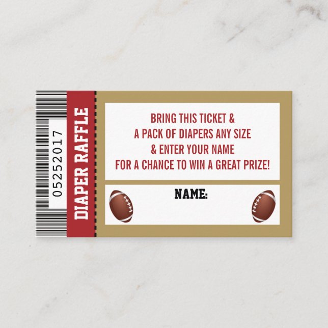 Diaper Raffle Ticket, Sports, Football Baby Shower Enclosure Card (Front)