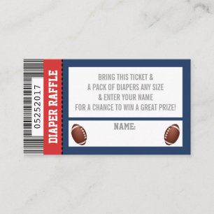 Diaper Raffle Ticket, Sports, Football Baby Shower Enclosure Card