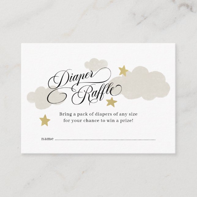 Diaper Raffle Ticket Stars Cloud Baby Shower Enclosure Card (Front)