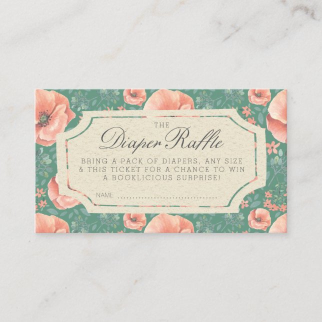 DIAPER RAFFLE TICKET | Storybook Baby Shower Enclosure Card (Front)