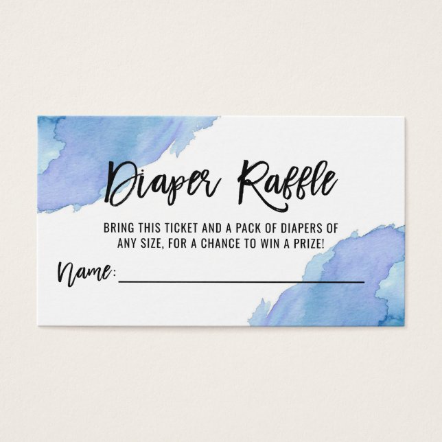 DIAPER RAFFLE Ticket Watercolor Blue Baby Shower (Front)
