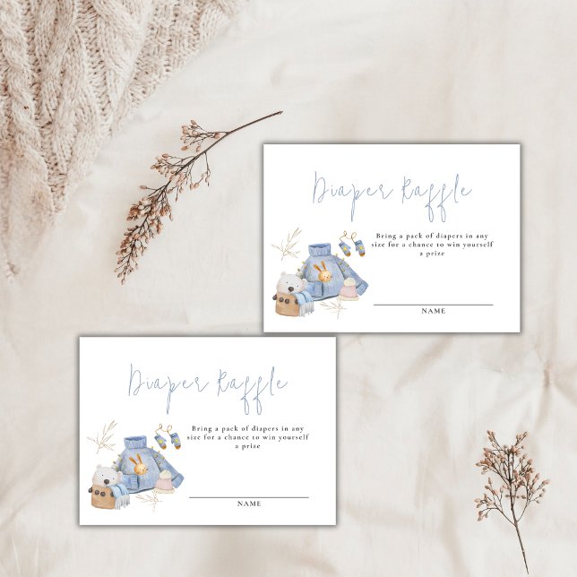 Diaper Raffle Ticket Winter Toys Girl Baby Shower  Enclosure Card (Diaper Raffle Ticket Winter Toys Girl Baby Shower Enclosure Card)