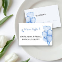 Diaper Raffle Ticket with Blue Heart Balloons