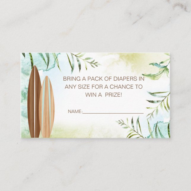 Diaper Raffle Ticket with Surfboards (Front)