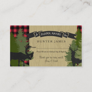 Diaper Raffle Ticket Woodland Deer Antler Baby Boy Enclosure Card