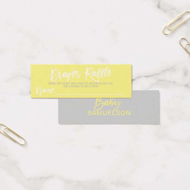 DIAPER RAFFLE Ticket Yellow Grey Baby Shower (Office)