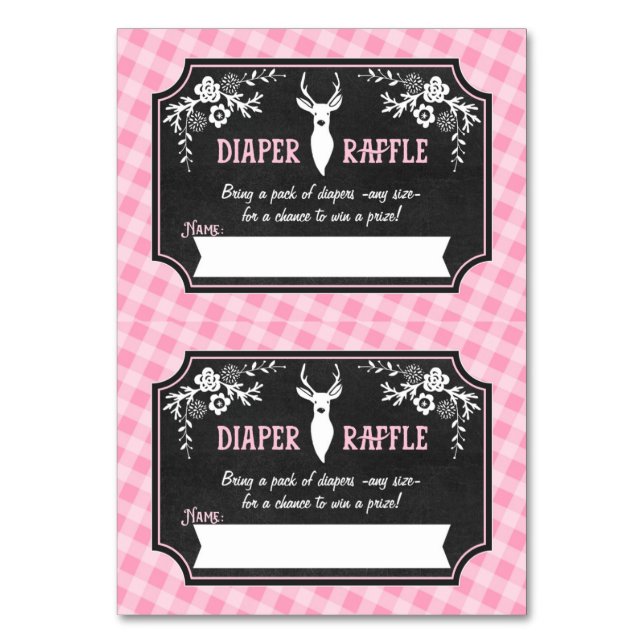 Diaper Raffle Tickets - 2 per card - Woodland (Front)