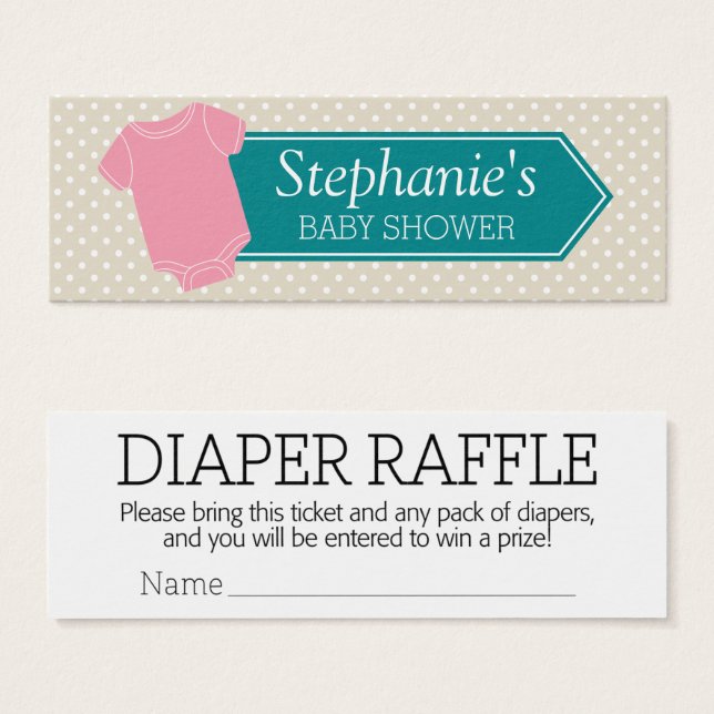 Diaper Raffle Tickets - Baby Shower Game Pink Girl (Front & Back)