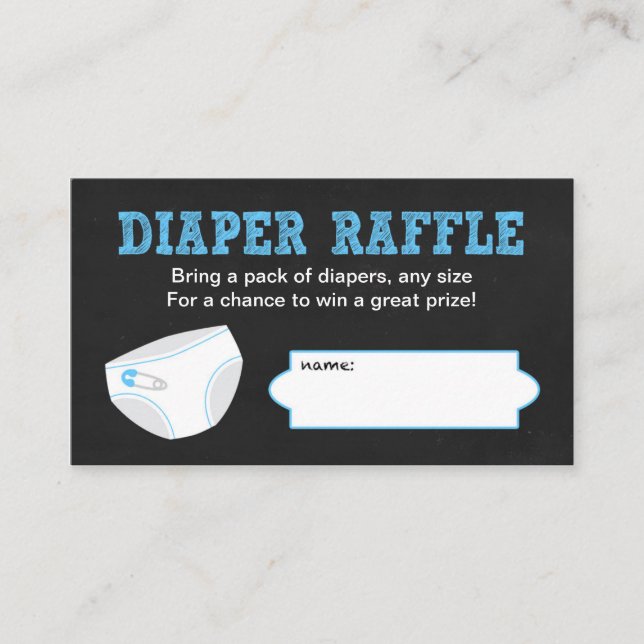 Diaper Raffle Tickets / Chalkboard boy baby shower Enclosure Card (Front)