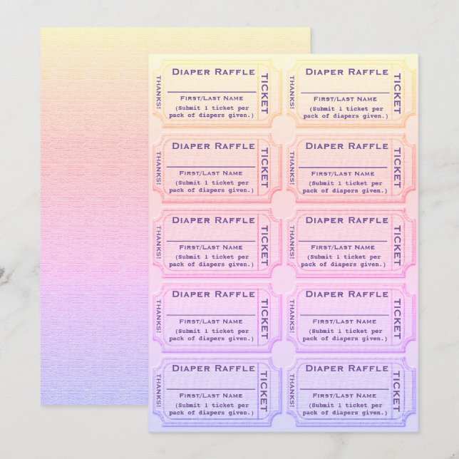 Diaper Raffle Tickets Cute Rainbow Baby Shower Invitation (Front/Back)