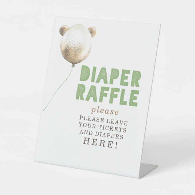Diaper Raffle Tickets Here - Baby Shower Pedestal Sign (Front)