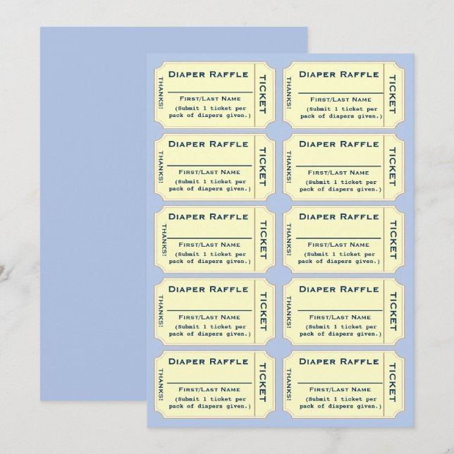 Diaper Raffle Tickets Invitation (Front/Back)