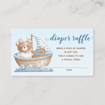 Diaper Raffle Tickets (Nautical Bear Boys Blue)