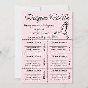 Diaper Raffle Tickets Pink Invitation