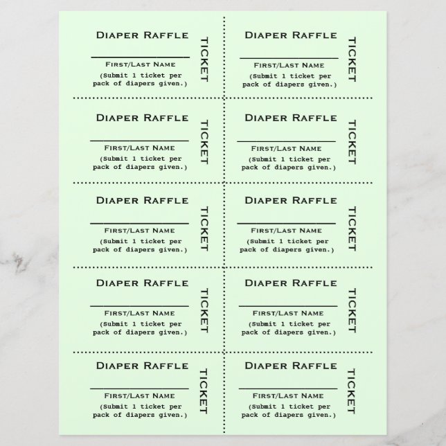 Diaper Raffle Tickets  Simple (Front)